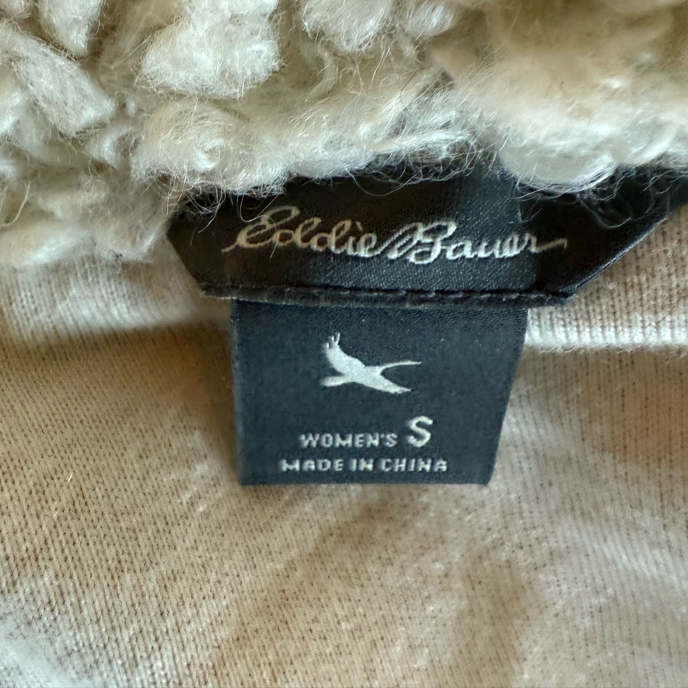 Eddie Bauer Off White Teddy Bear Bomber Jacket Small - Picture 7 of 7